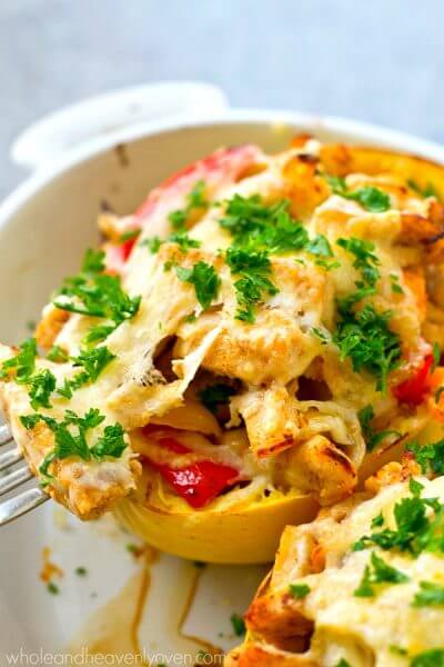 Chicken Fajita Spaghetti Squash Boats