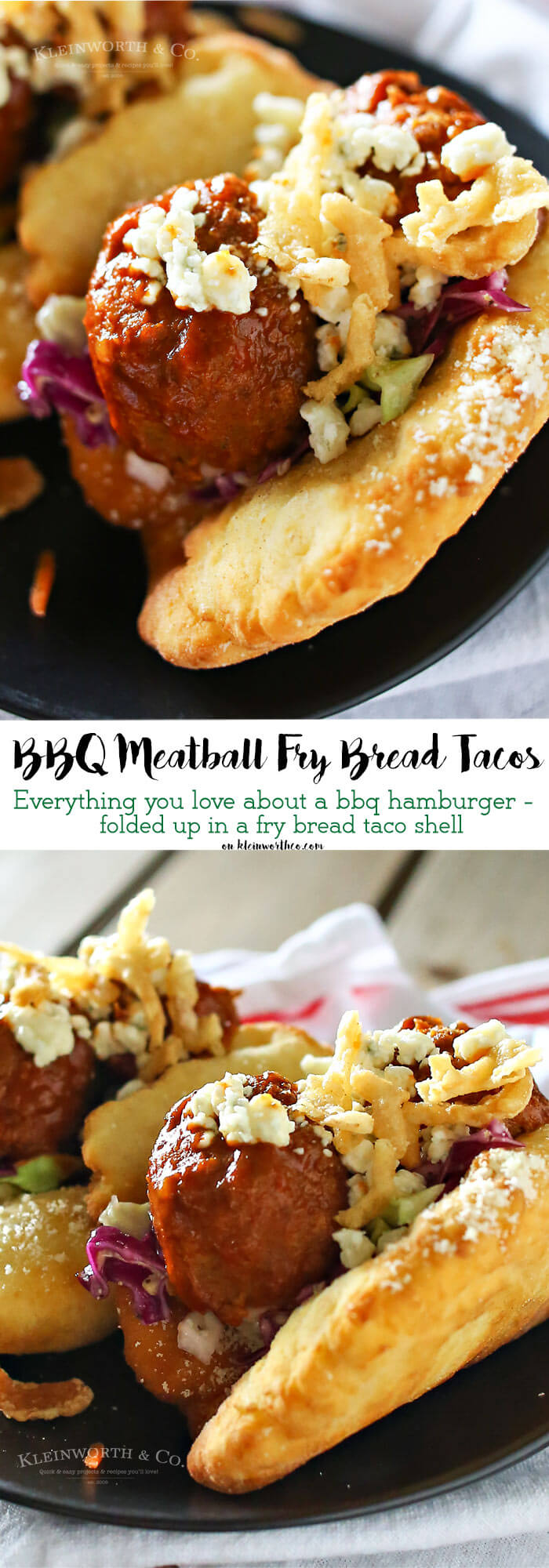 BBQ Meatball Fry Bread Tacos