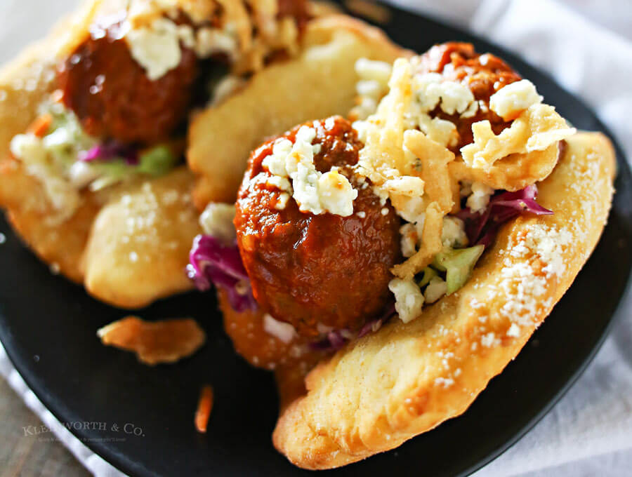 BBQ Meatball Fry Bread Tacos