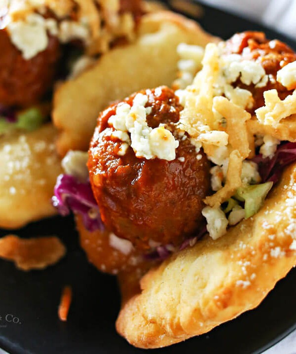 BBQ Meatball Fry Bread Tacos