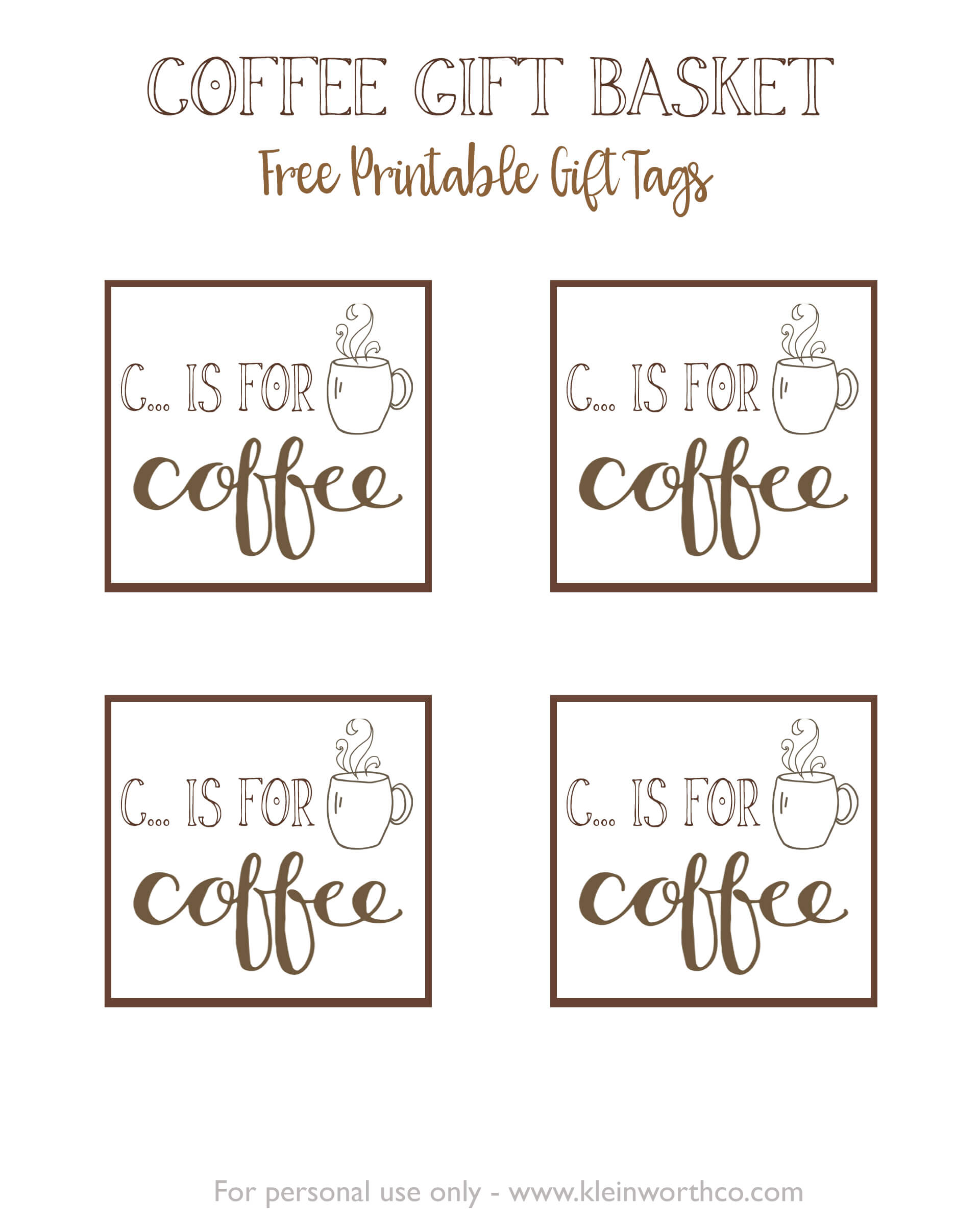 Free Printable Coffee Gift Tags