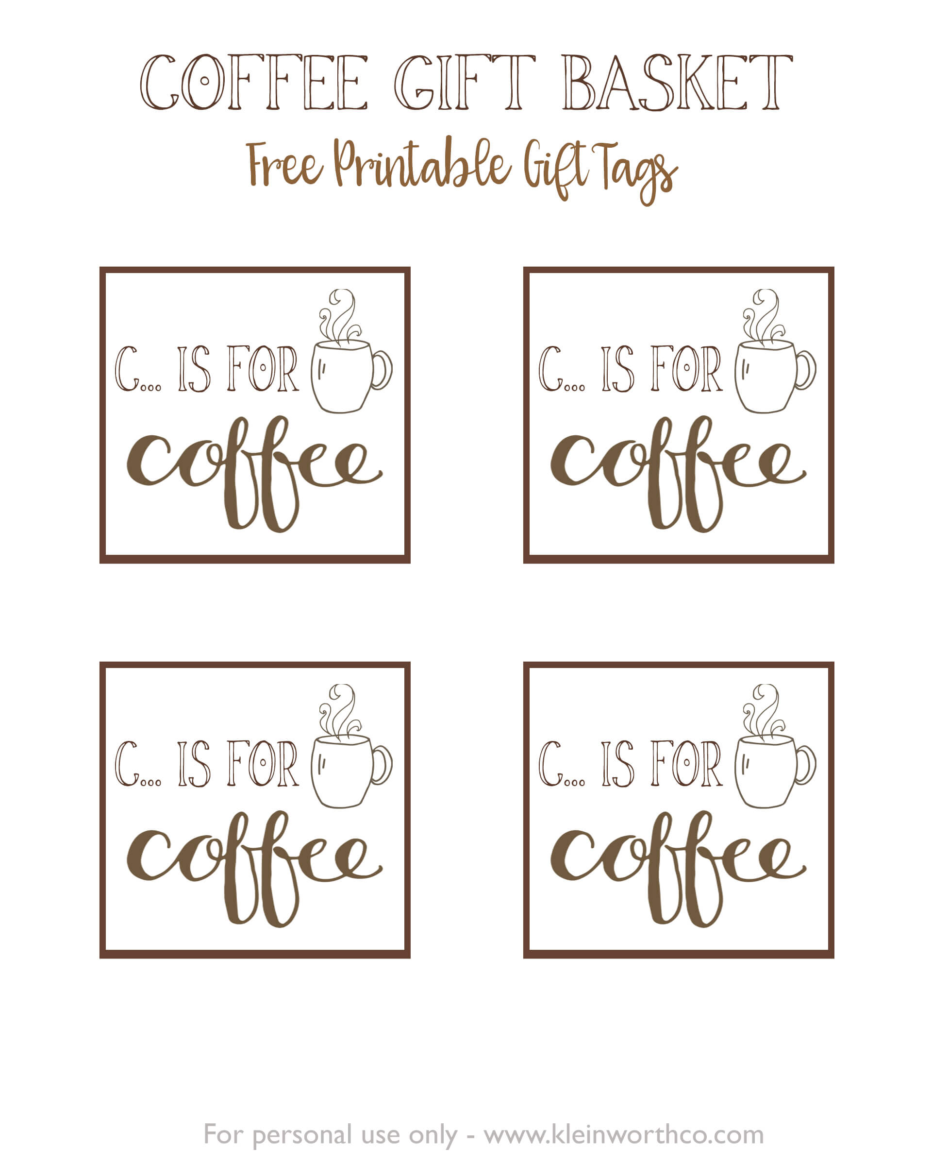 C is for Coffee Gift Tag Printable PRINT jpg 1920 2400 With Images 