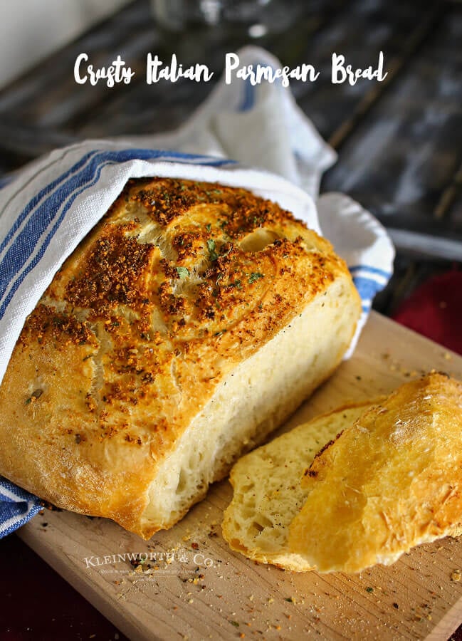 Crusty Italian Parmesan Bread is one of the easiest bread recipes around. Perfect with just about any dinner, one loaf never lasts long. It's delicious.