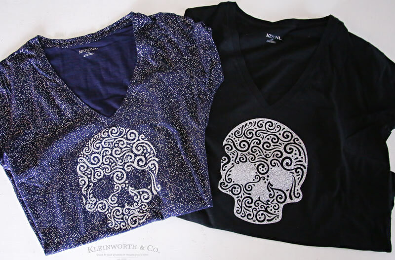 Sugar Skull Iron On Glitter Shirt