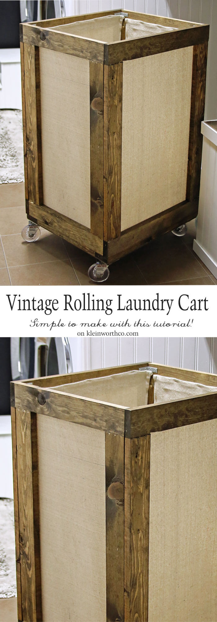 Vintage Rolling Laundry Cart