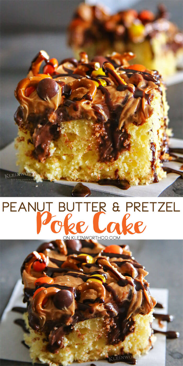 Peanut Butter Pretzel Poke Cake