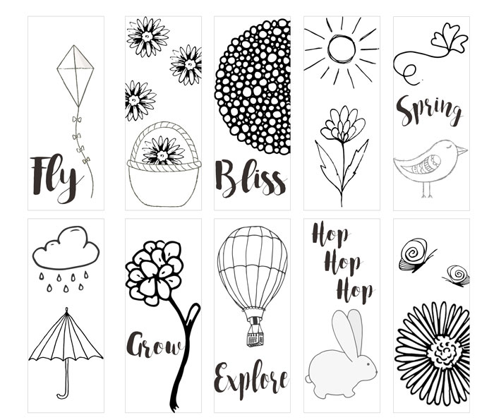 Spring Printable Coloring Page Bookmarks