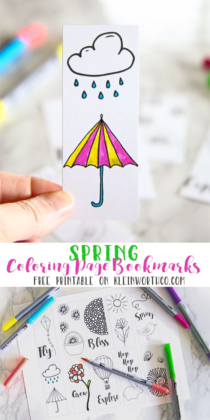 Spring Printable Coloring Page Bookmarks