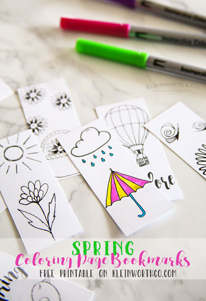 Spring Printable Coloring Page Bookmarks