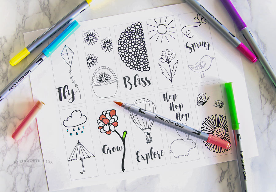 Spring Printable Coloring Page Bookmarks