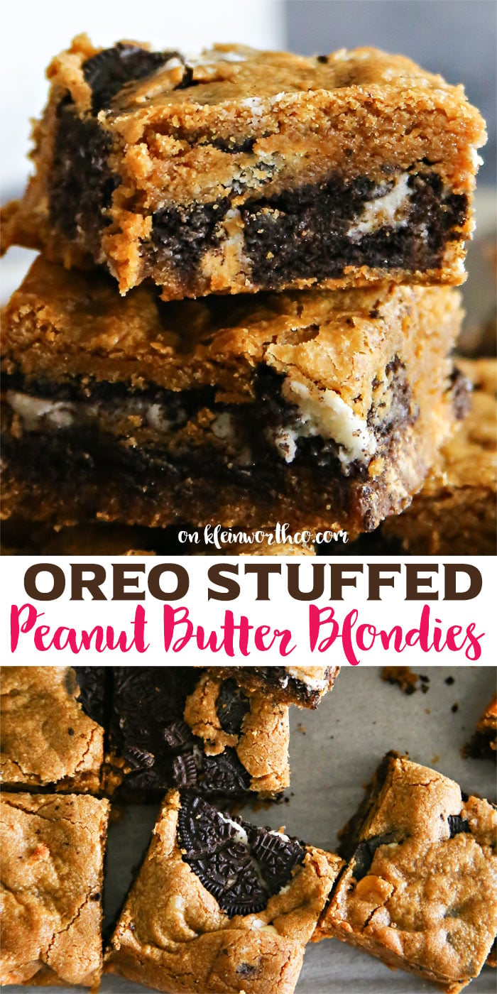 Oreo Stuffed Peanut Butter Blondies