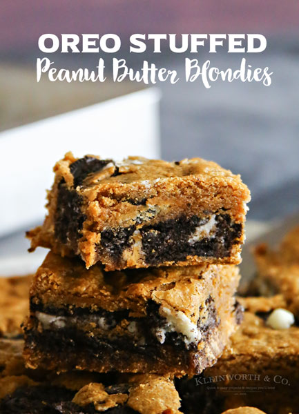 Oreo Stuffed Peanut Butter Blondies