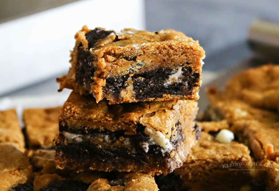 Oreo Stuffed Peanut Butter Blondies