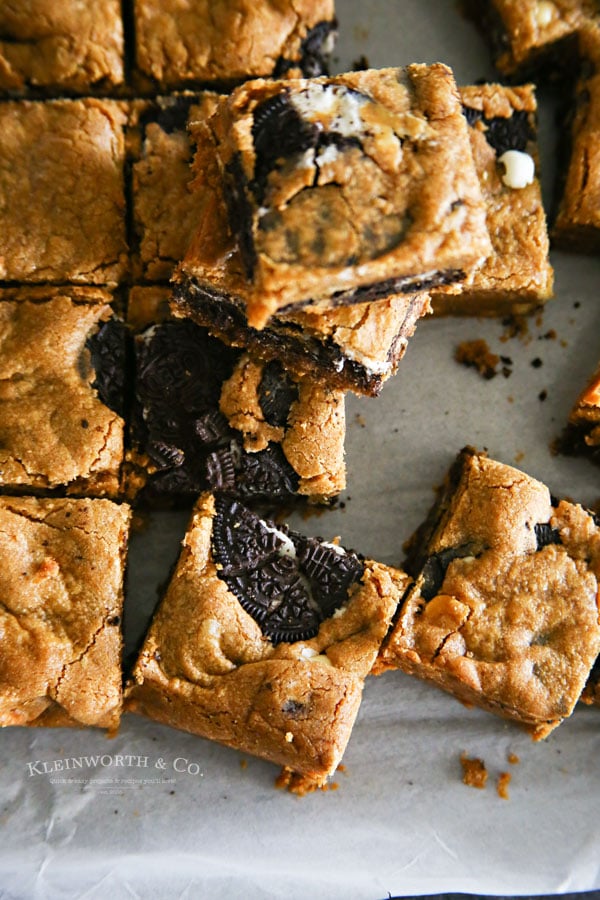 Oreo Stuffed Peanut Butter Blondies