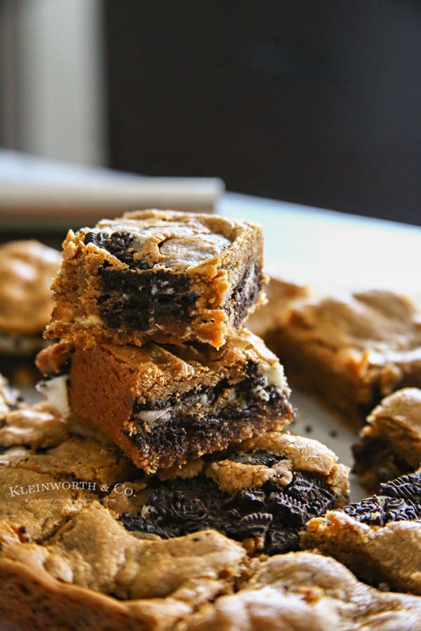 Oreo Stuffed Peanut Butter Blondies