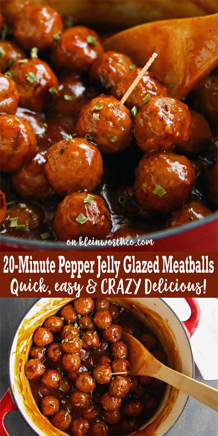 20-Minute Pepper Jelly Glazed Meatballs - easy meatball recipe