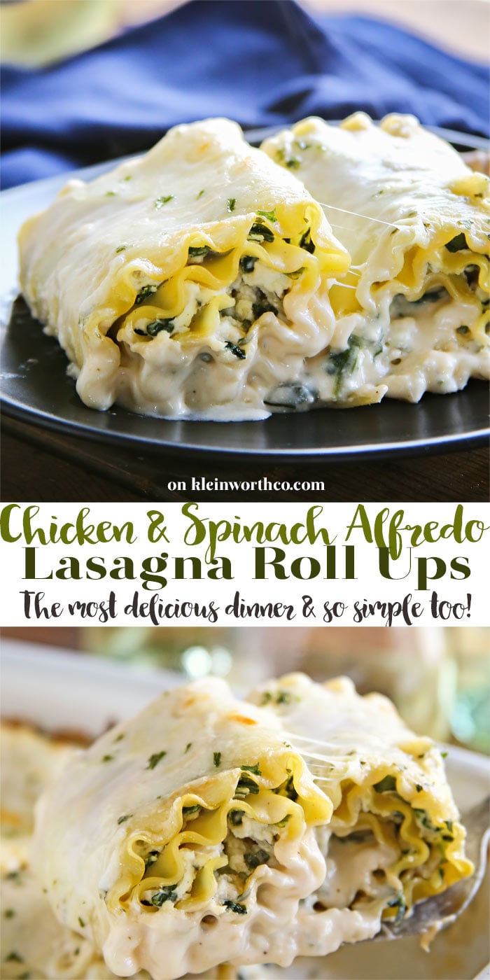 Chicken Spinach Alfredo Lasagna Roll-Ups