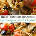 Roast Beef Open Faced Mini Sandwich - a great use of leftovers & fresh off the block cheese. Simple, easy & a delicious appetizer & 4 other tasty snacks too!