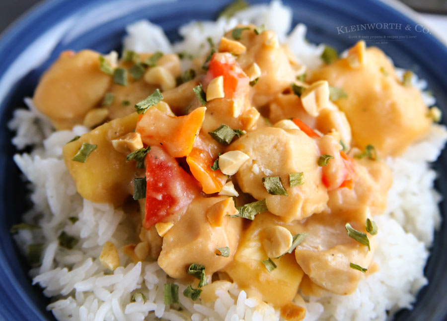 Slow Cooker Thai Pineapple Peanut Chicken - easy dinner recipe