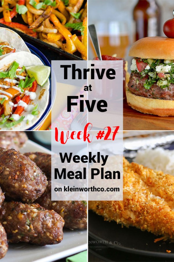 Thrive at Five Meal Plan Week 27