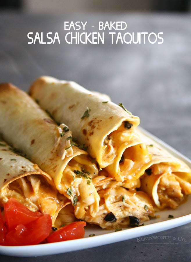 Baked Salsa Chicken Taquitos