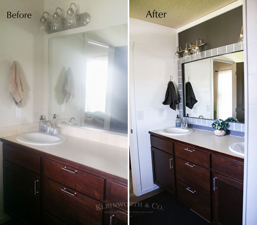 Master Bath Mini Budget Makeover before and after