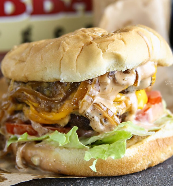 Best Burger Sauce on a Double Caramelized Onion Burger