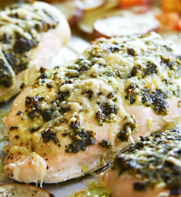 Sheet Pan Pesto Chicken Dinner