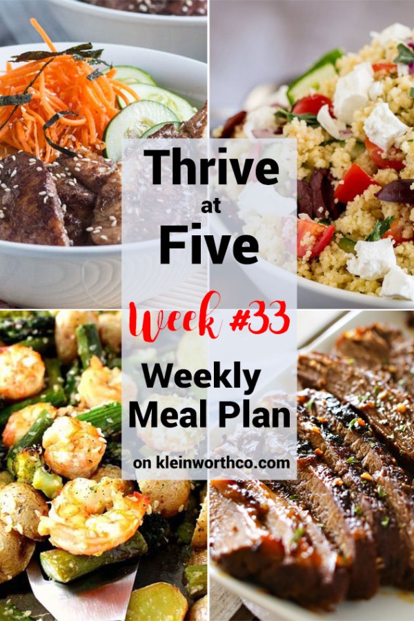 Thrive at Five Meal Plan Week 33