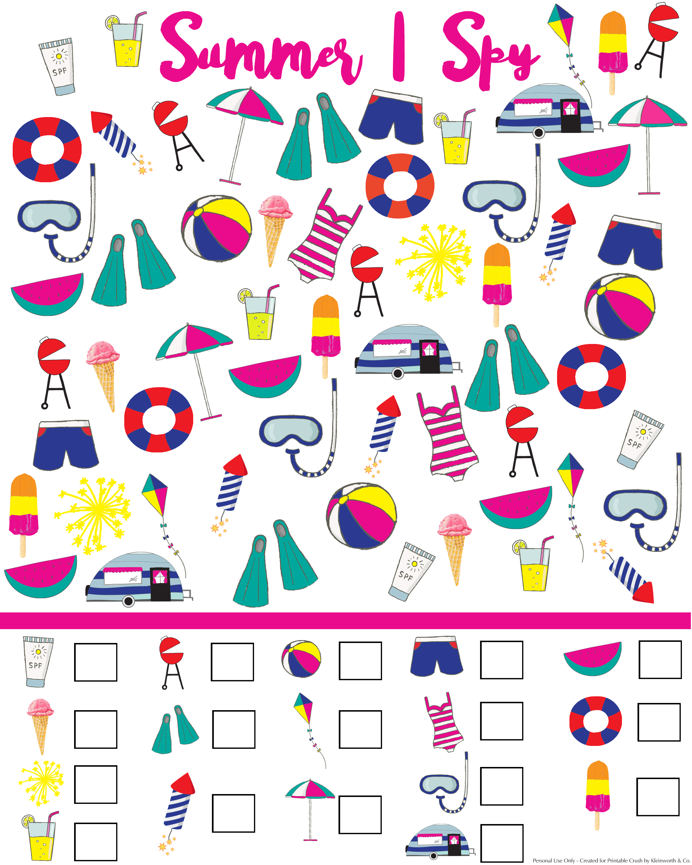 Summer I Spy Printable Kleinworth & Co