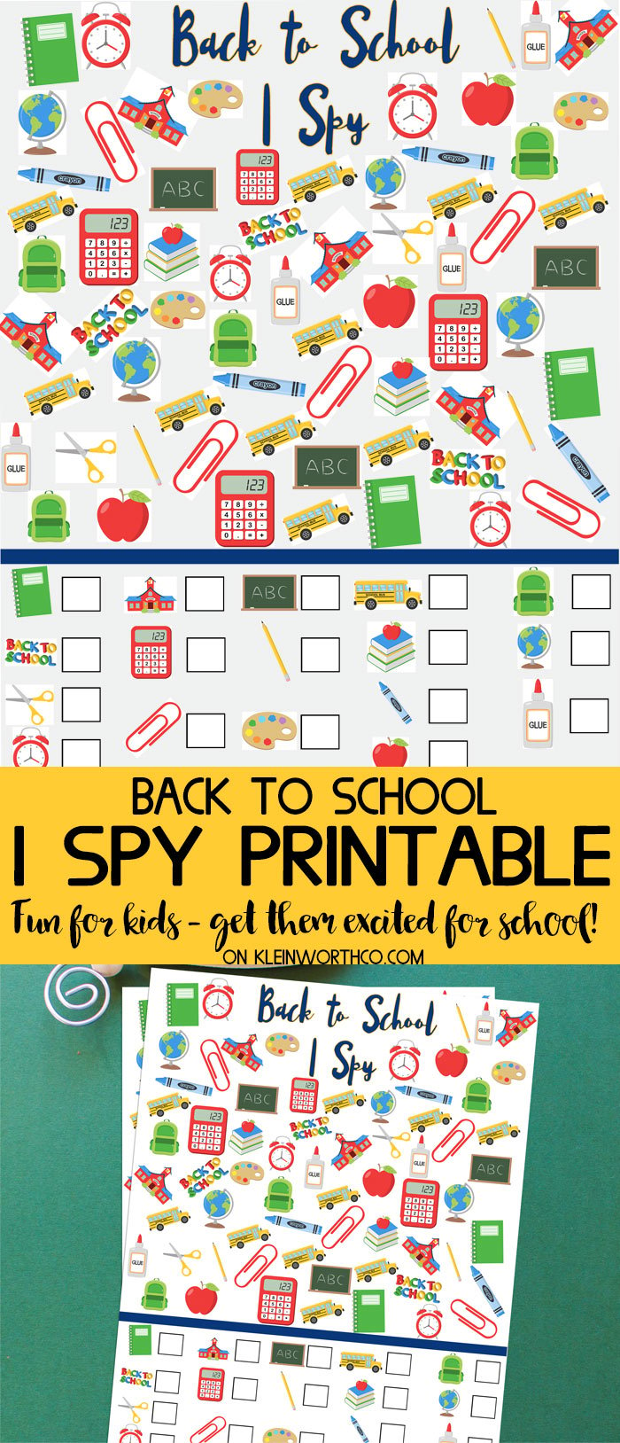 Back to School I Spy Printable