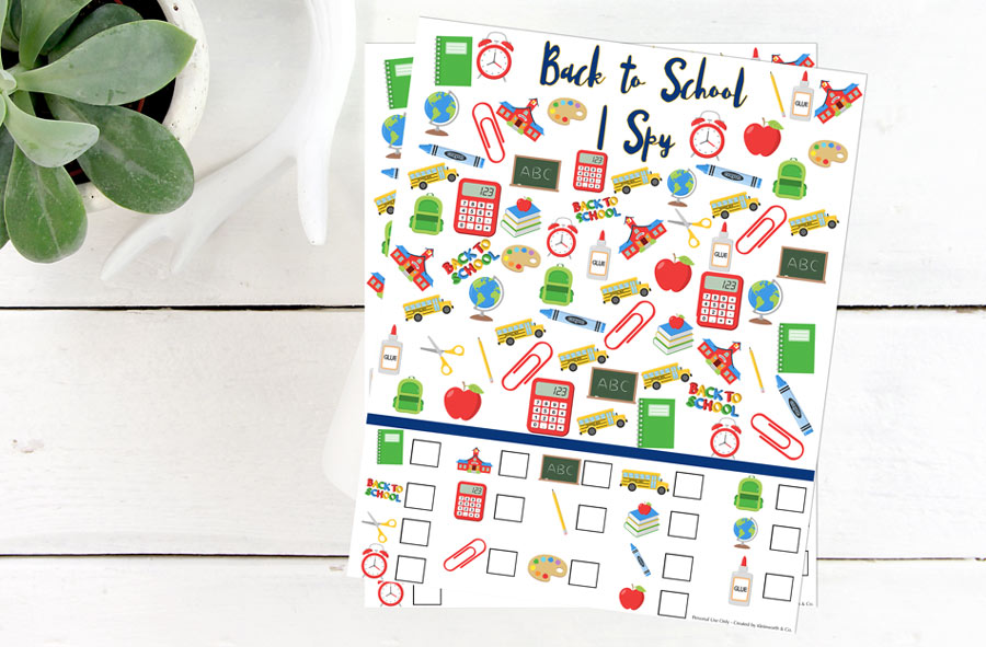 Back to School I Spy Printable