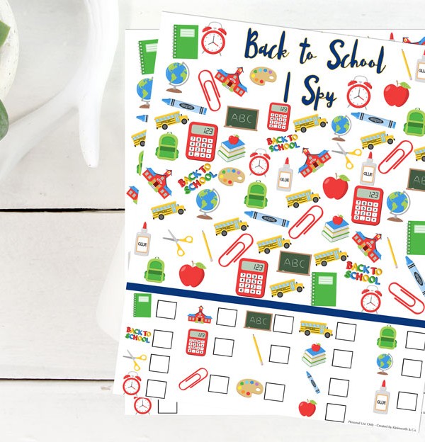 Back to School I Spy Printable