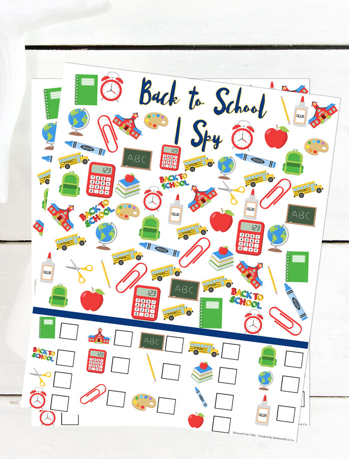 Back to School I Spy Printable