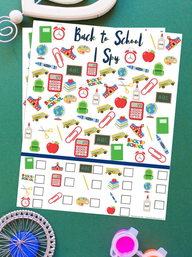 Back to School I Spy Printable - kids activity