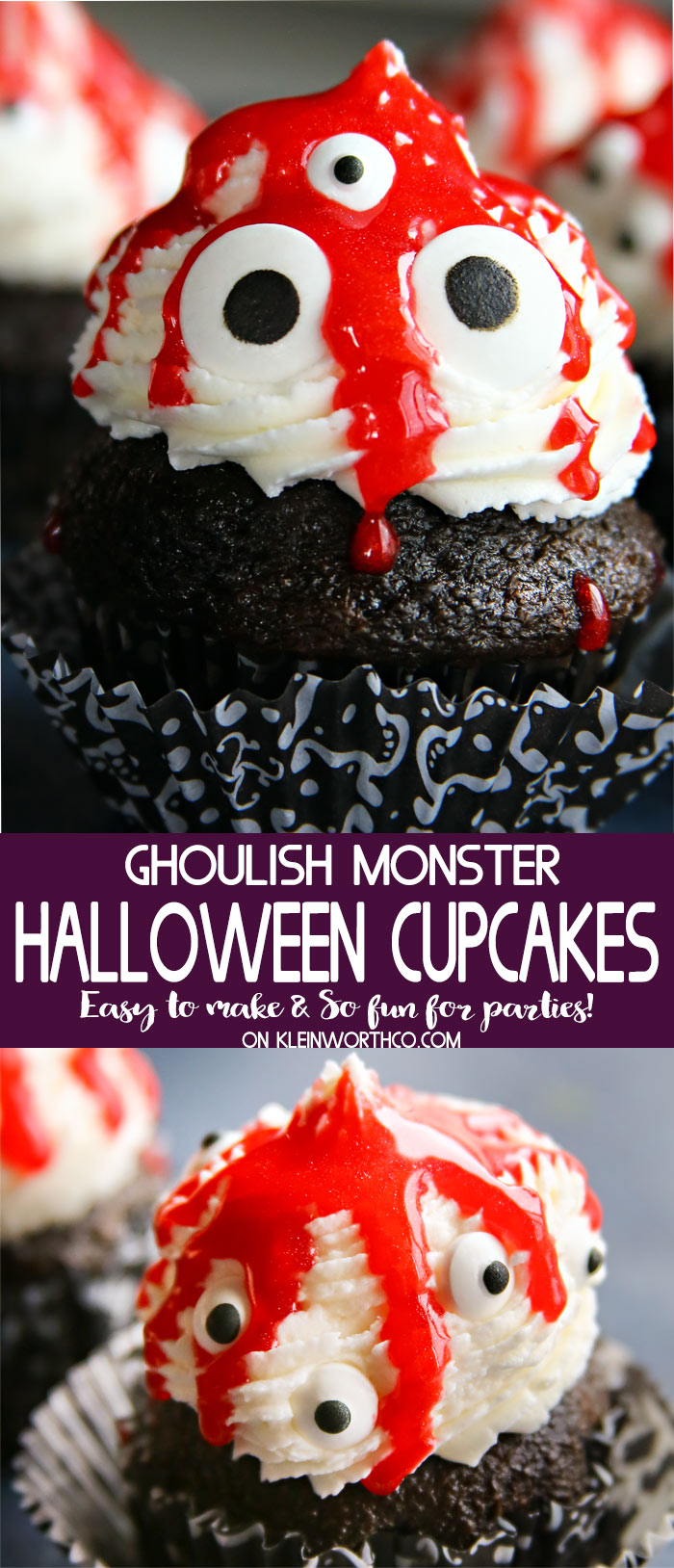 Ghoulish Monster Halloween Cupcakes