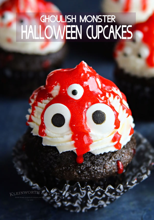 Ghoulish Monster Halloween Cupcakes