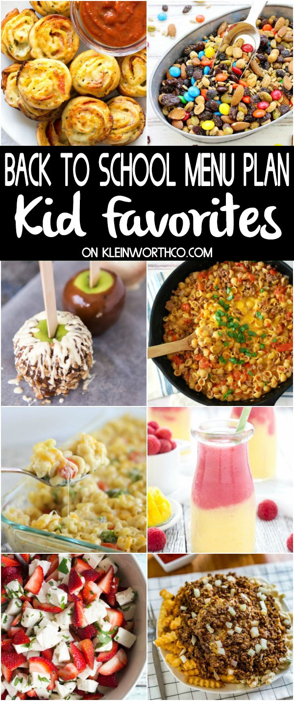 Back to School Kid Favorites Menu Plan