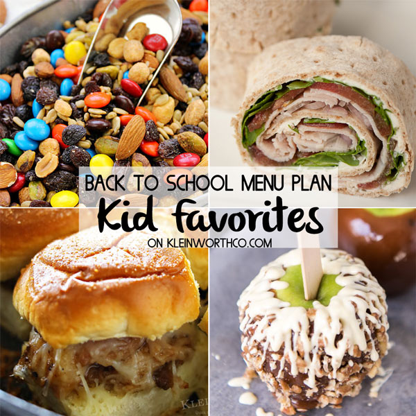 Back to School Kid Favorites Menu Plan