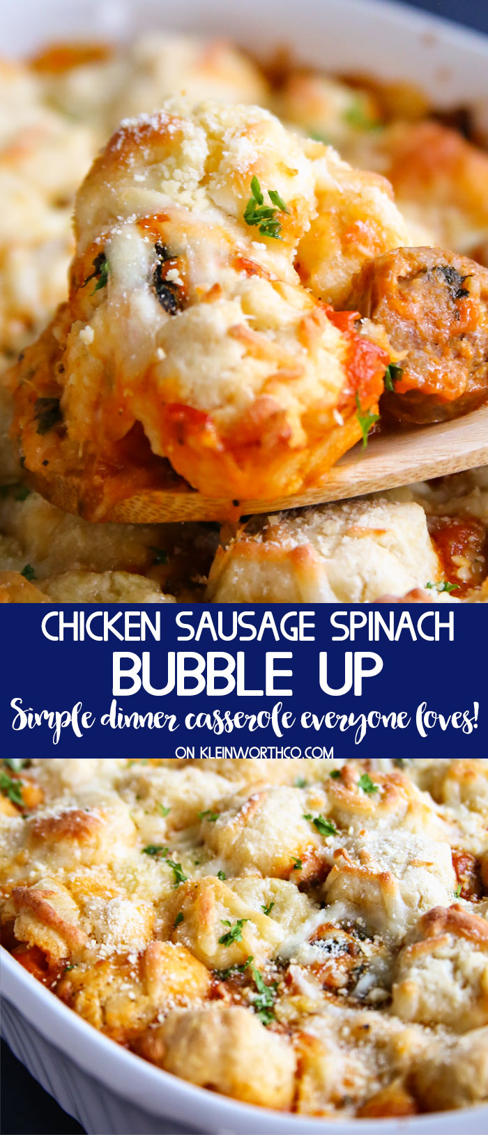 Chicken Spinach & Sausage Bubble Up dinner recipe