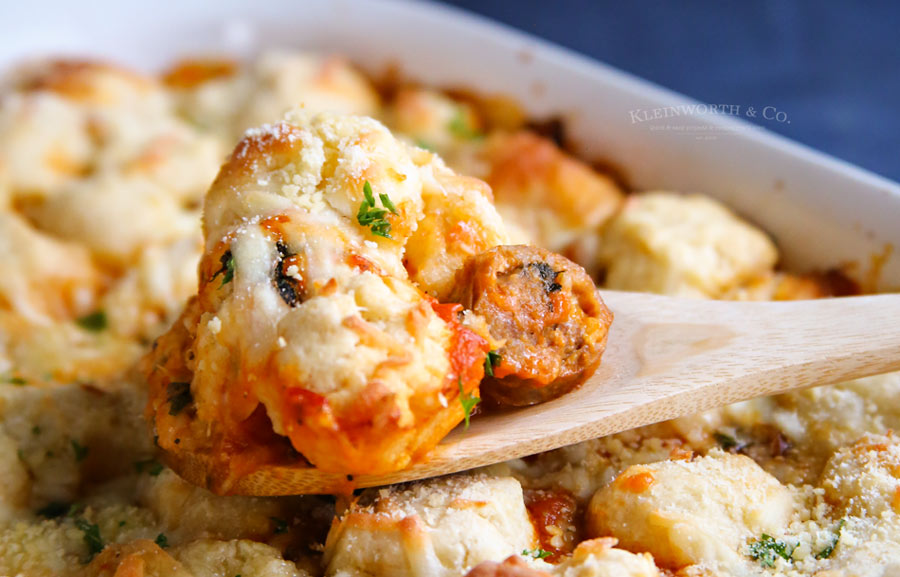 Chicken Spinach & Sausage Bubble Up casserole