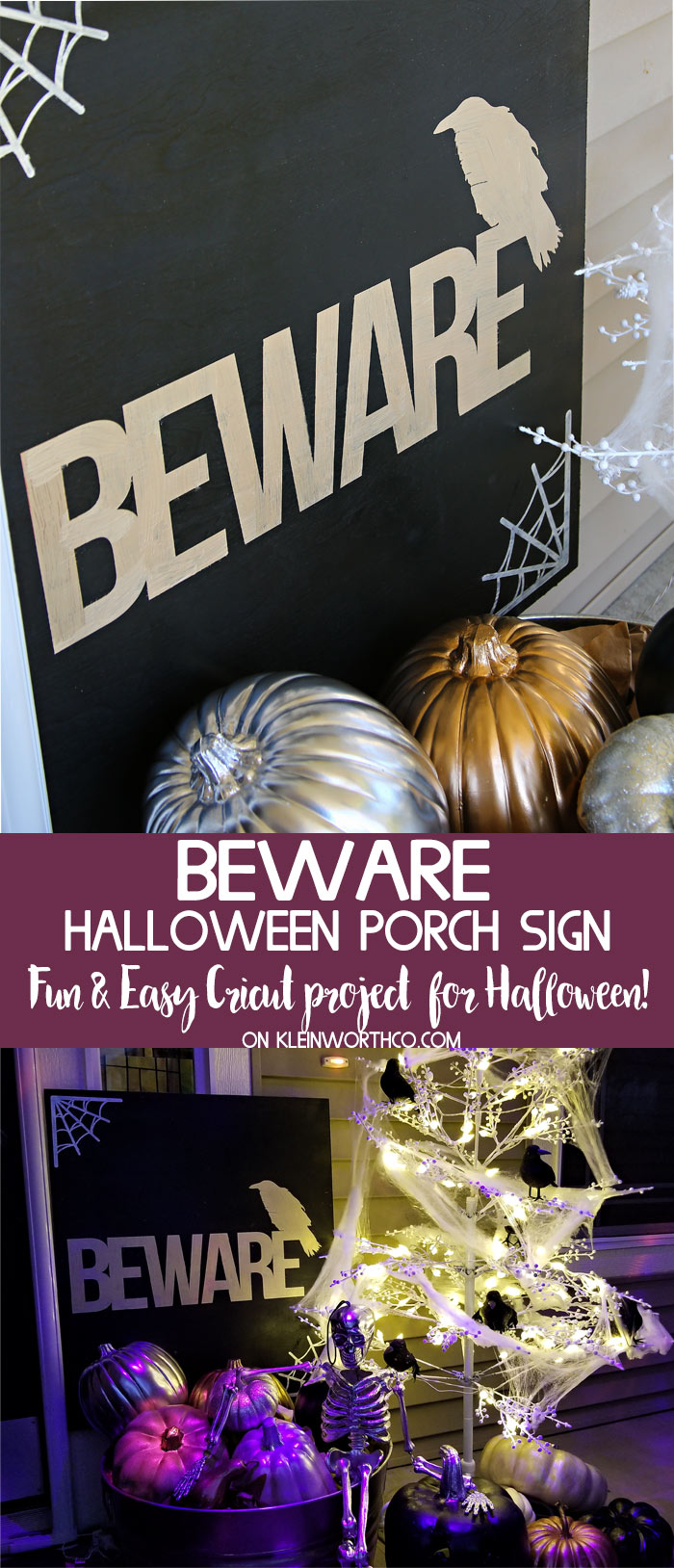 How to make an easy Beware Halloween Porch Sign 