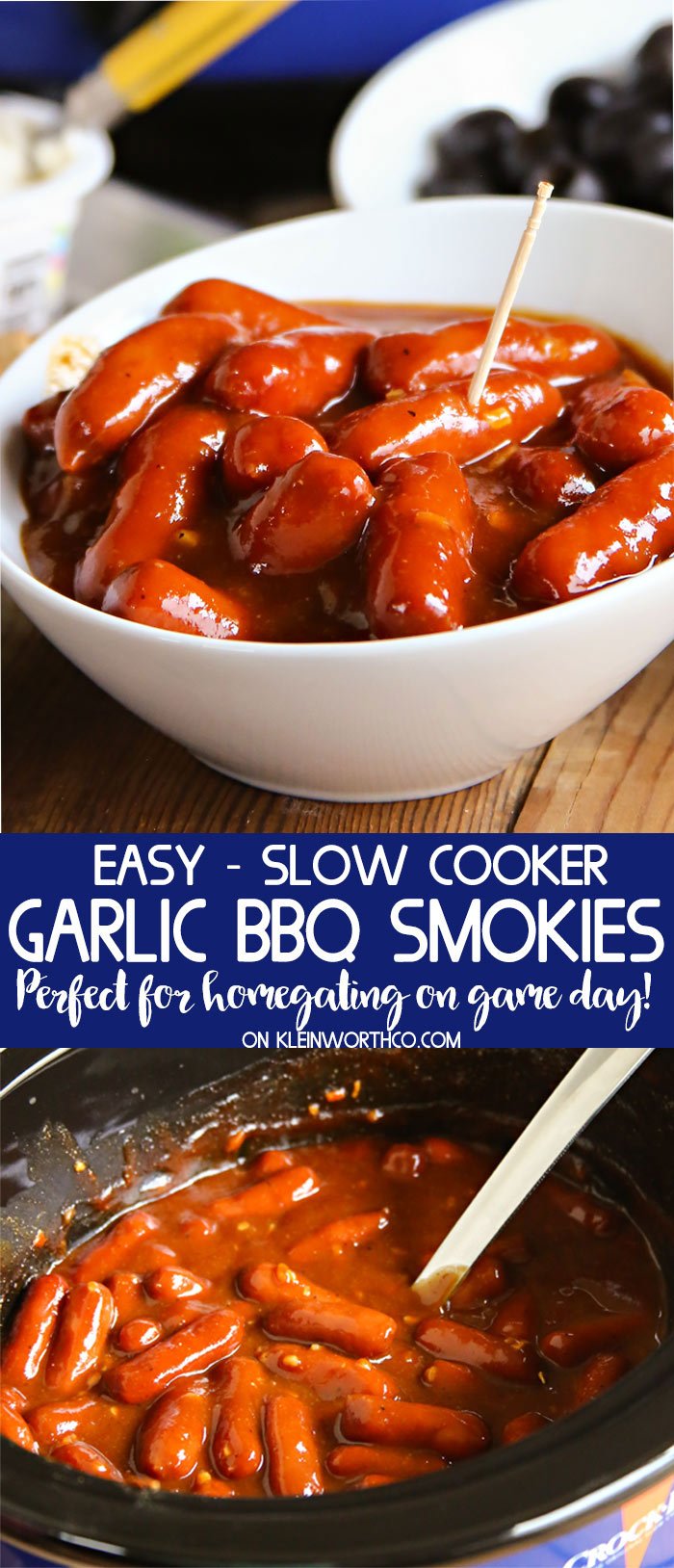 Easy Slow Cooker Garlic BBQ Smokies recipe