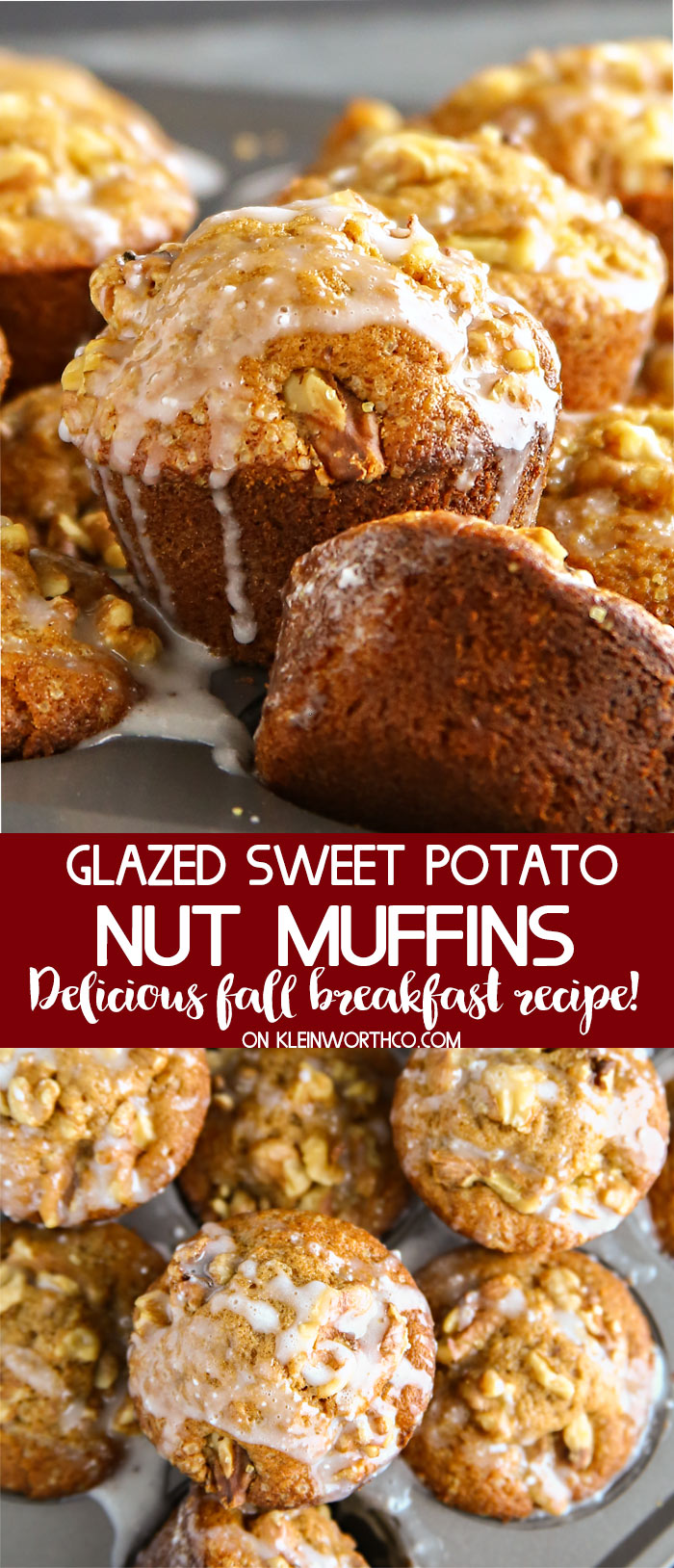 Glazed Sweet Potato Nut Muffins