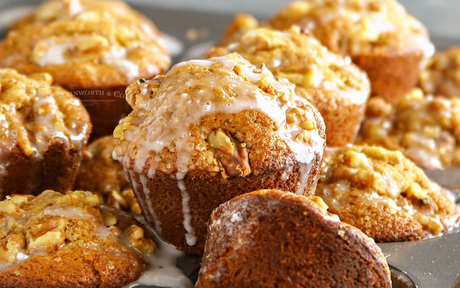 Glazed Sweet Potato Nut Muffins recipe