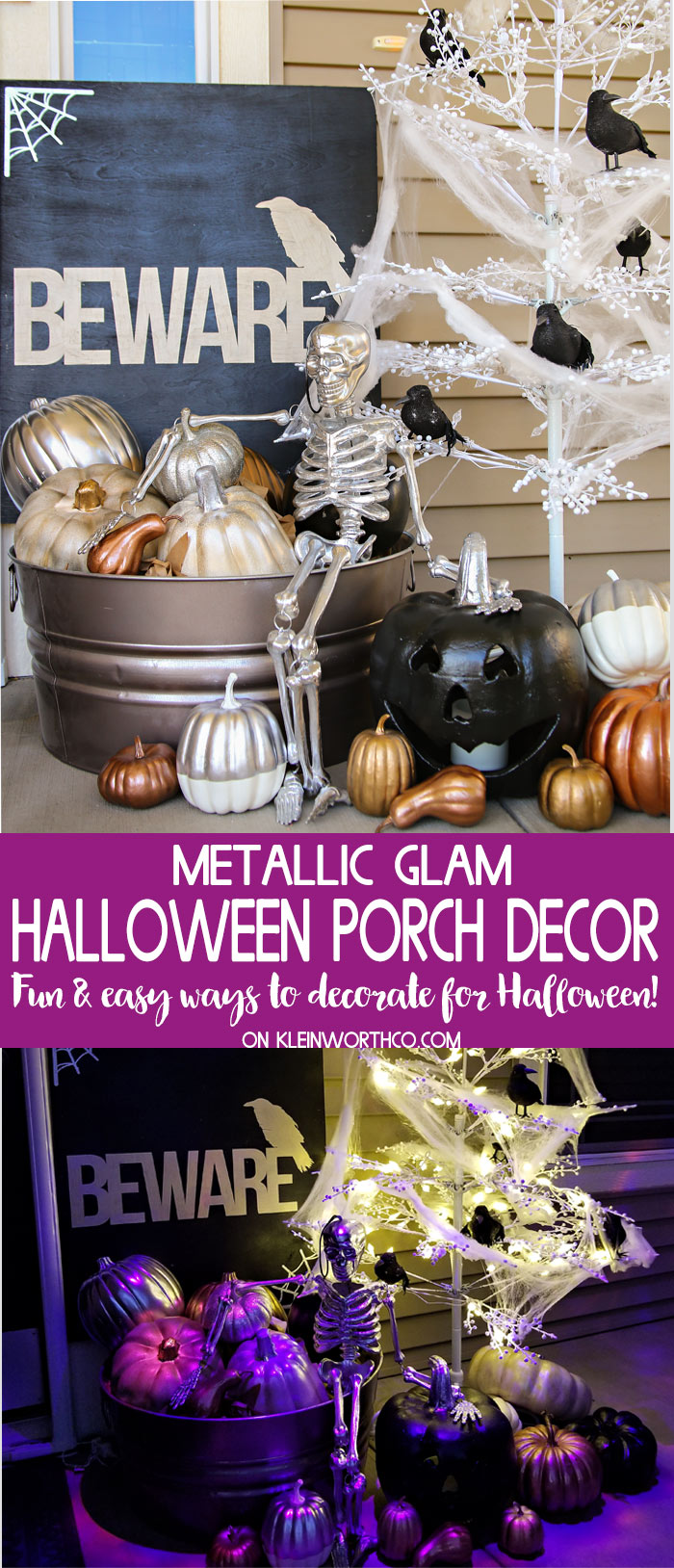 Best Halloween Decorations- Metallic Glam Halloween Porch Decor