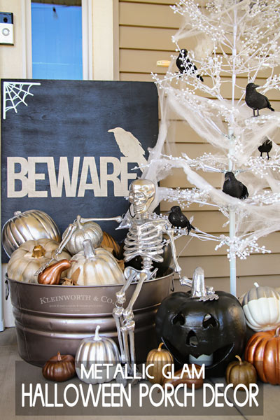 Metallic Glam Halloween Porch Decor