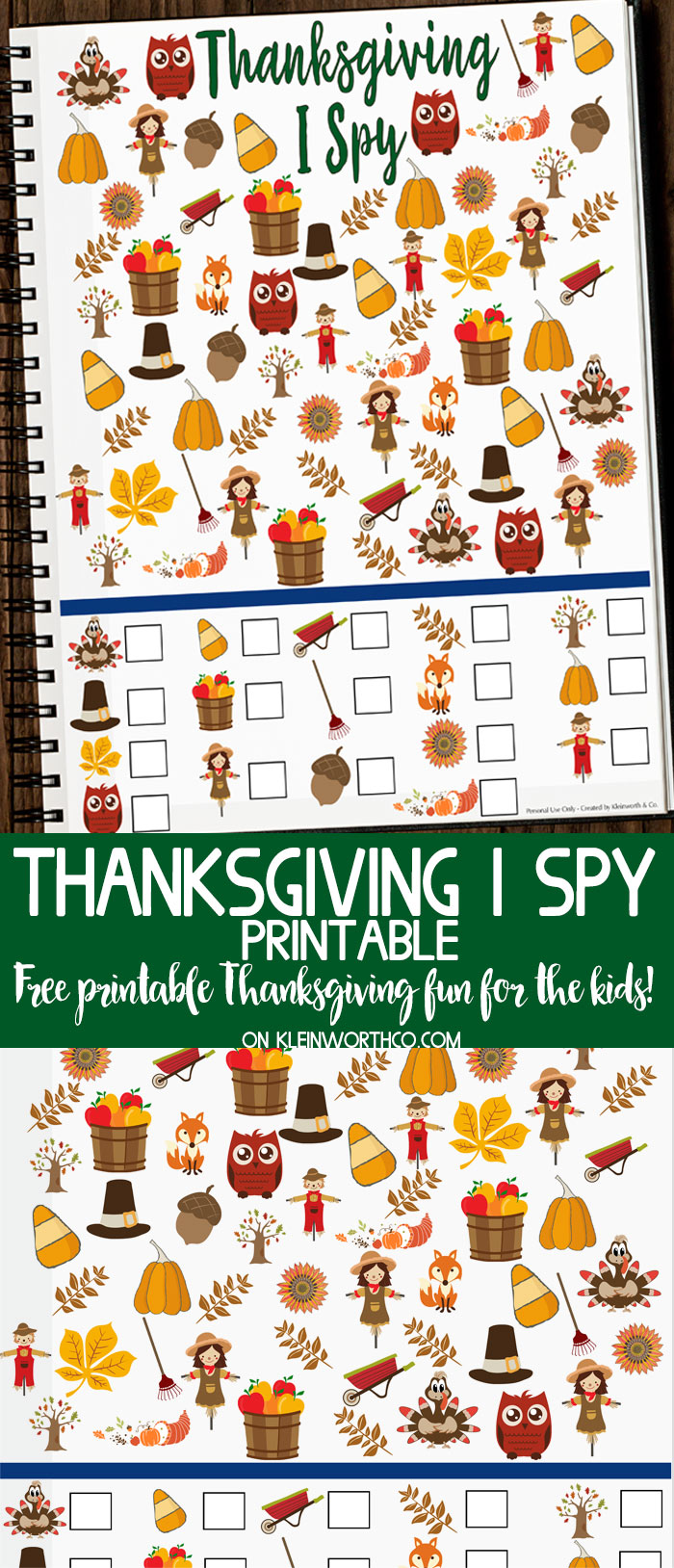 Free Thanksgiving I Spy Printable for kids on Thanksgiving