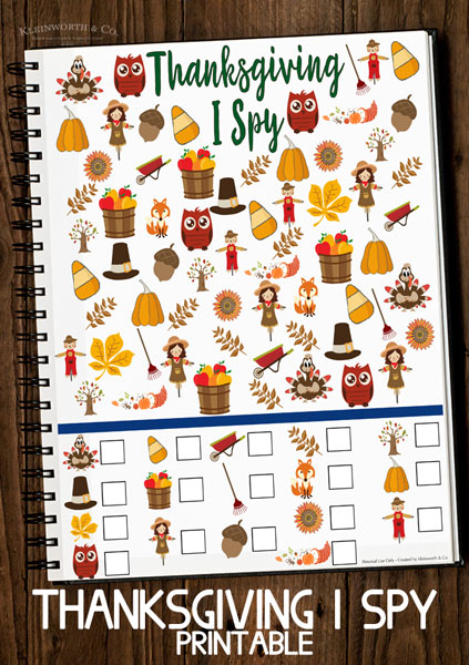 Free Thanksgiving I Spy Printable - free printables for kids