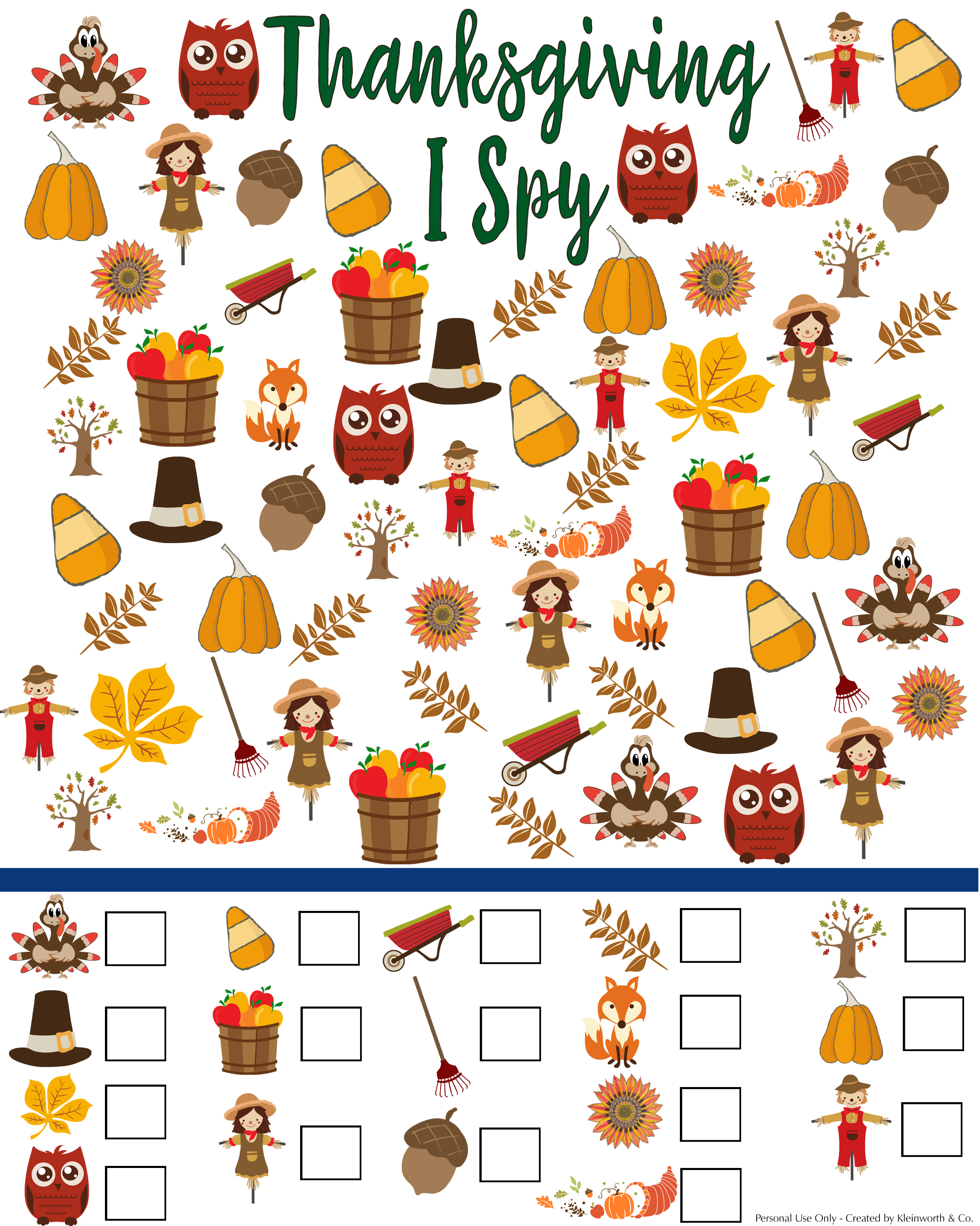 Thanksgiving I Spy Free Printable